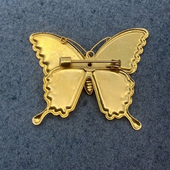 Butterfly Pin Brooch As Is Plain Gold Repurpose Upcycle Craft DIY Retro Boho - Picture 3 of 6